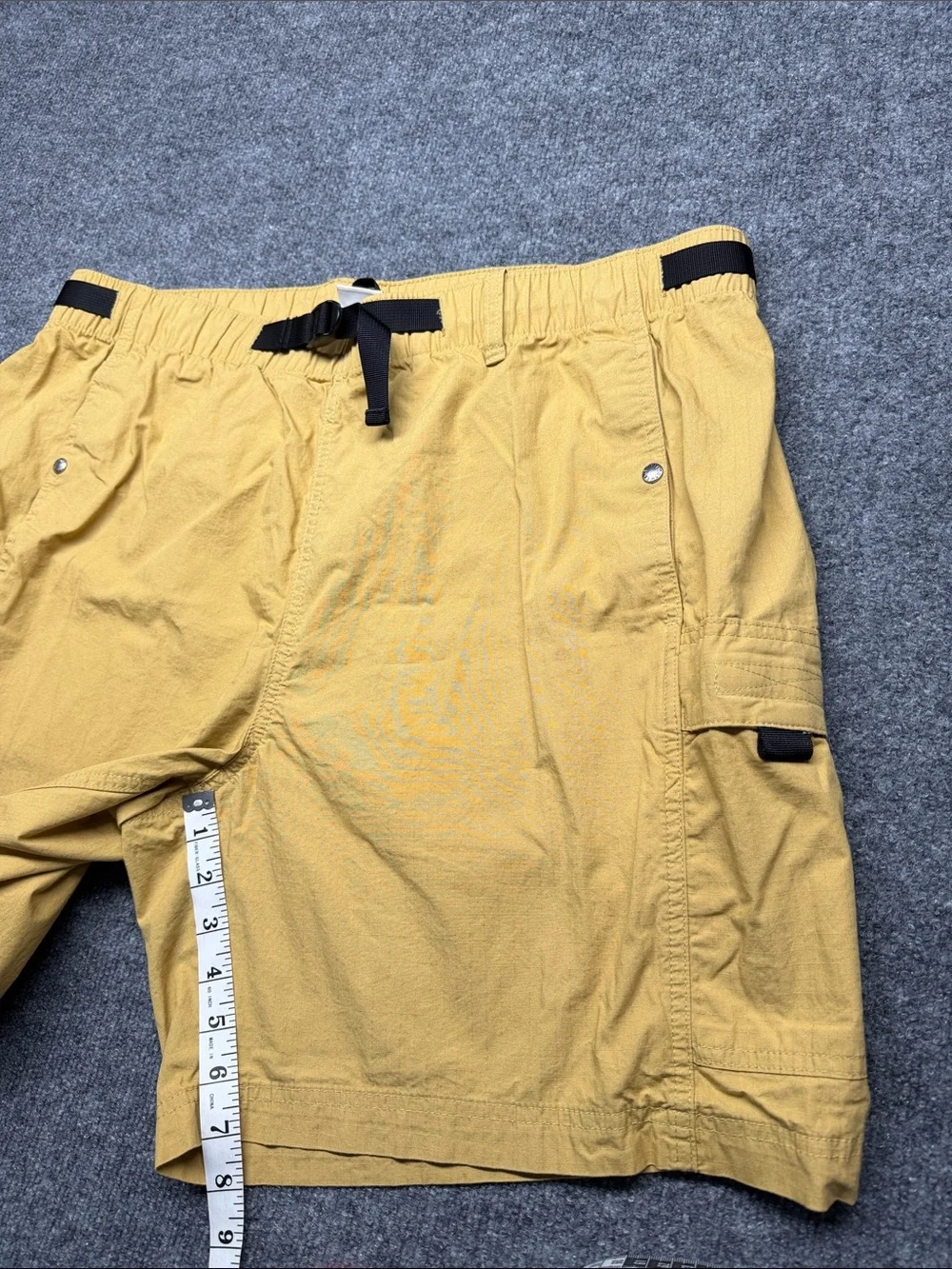 The North Face Men's Mustard Cargo Shorts with Black Belt